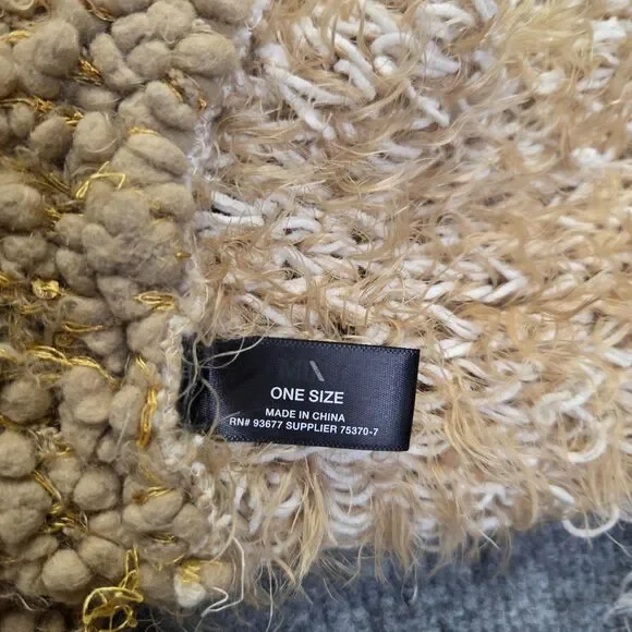 Mixit Scarf Womens One Size Cream Tan Infinity Loop Fuzzy Boucle Knit Chunky - Picture 7 of 9